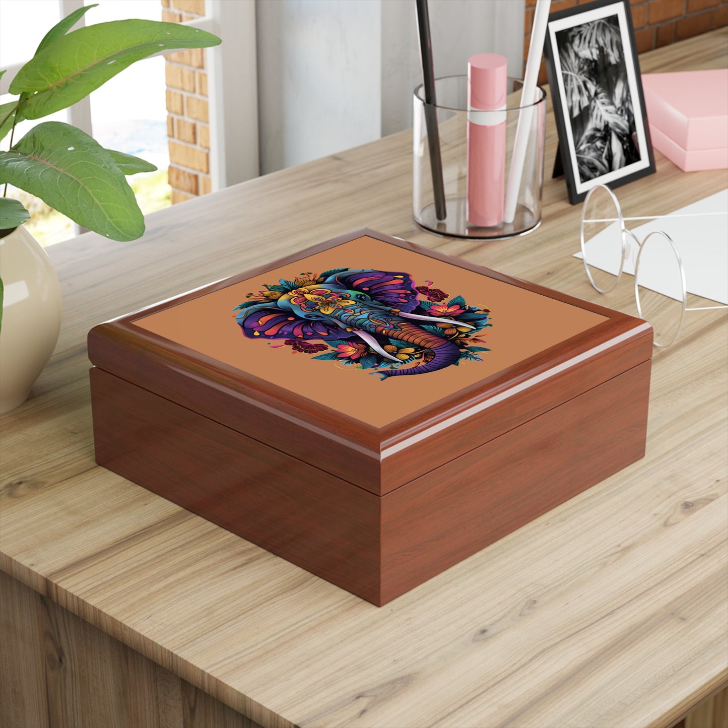 Elephant Mandala Jewelry Keepsake Box