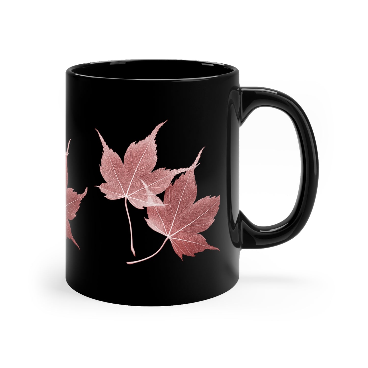 Botanical Japanese Maple Tree Leaves Black Mug