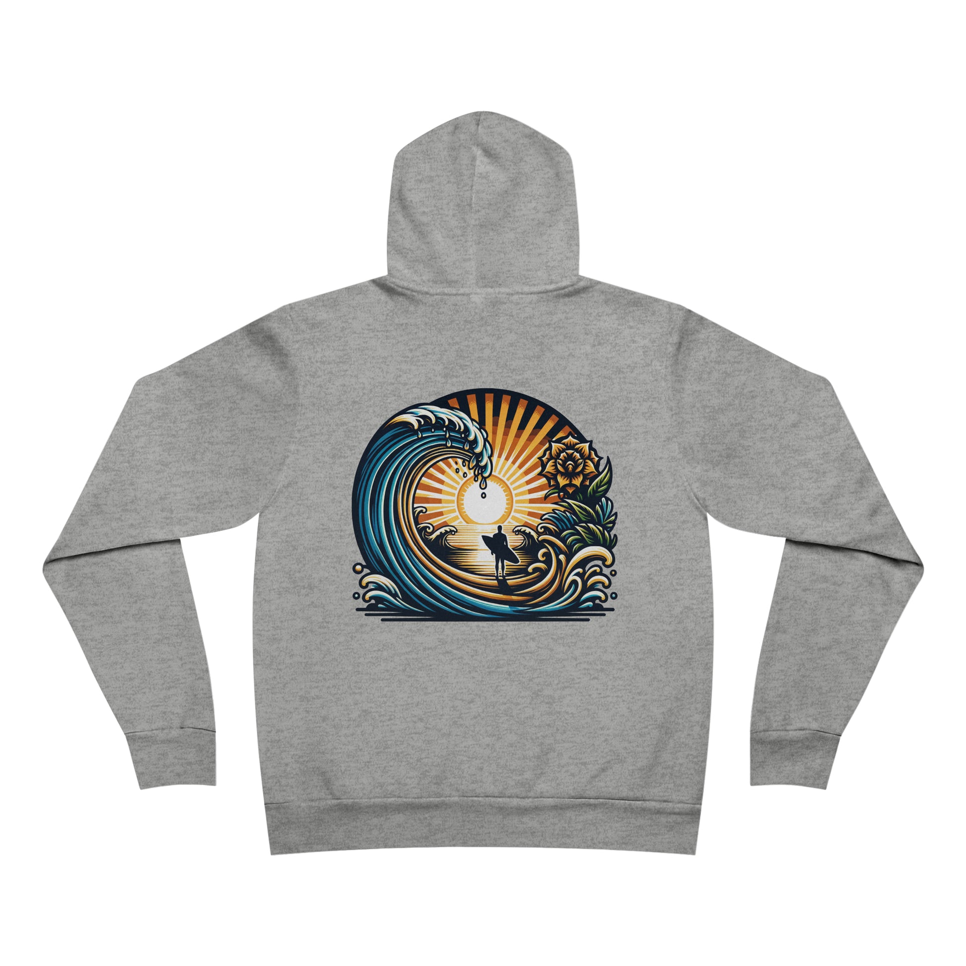 Surfer's Journey Unisex Back Design Pullover Hoodie - Tortuna