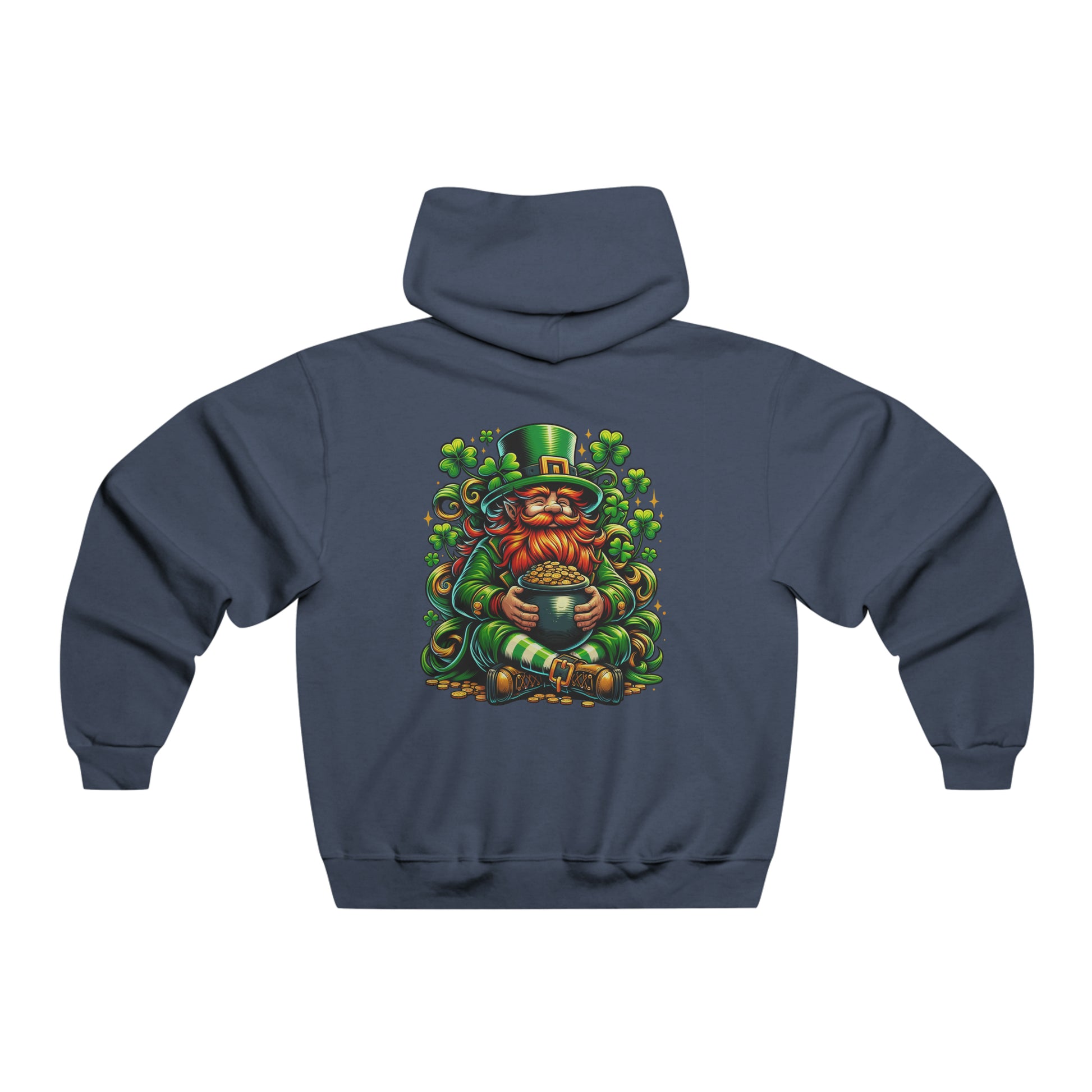 Men's Lucky Leprechaun Hooded Sweatshirt - Back Design - Tortuna