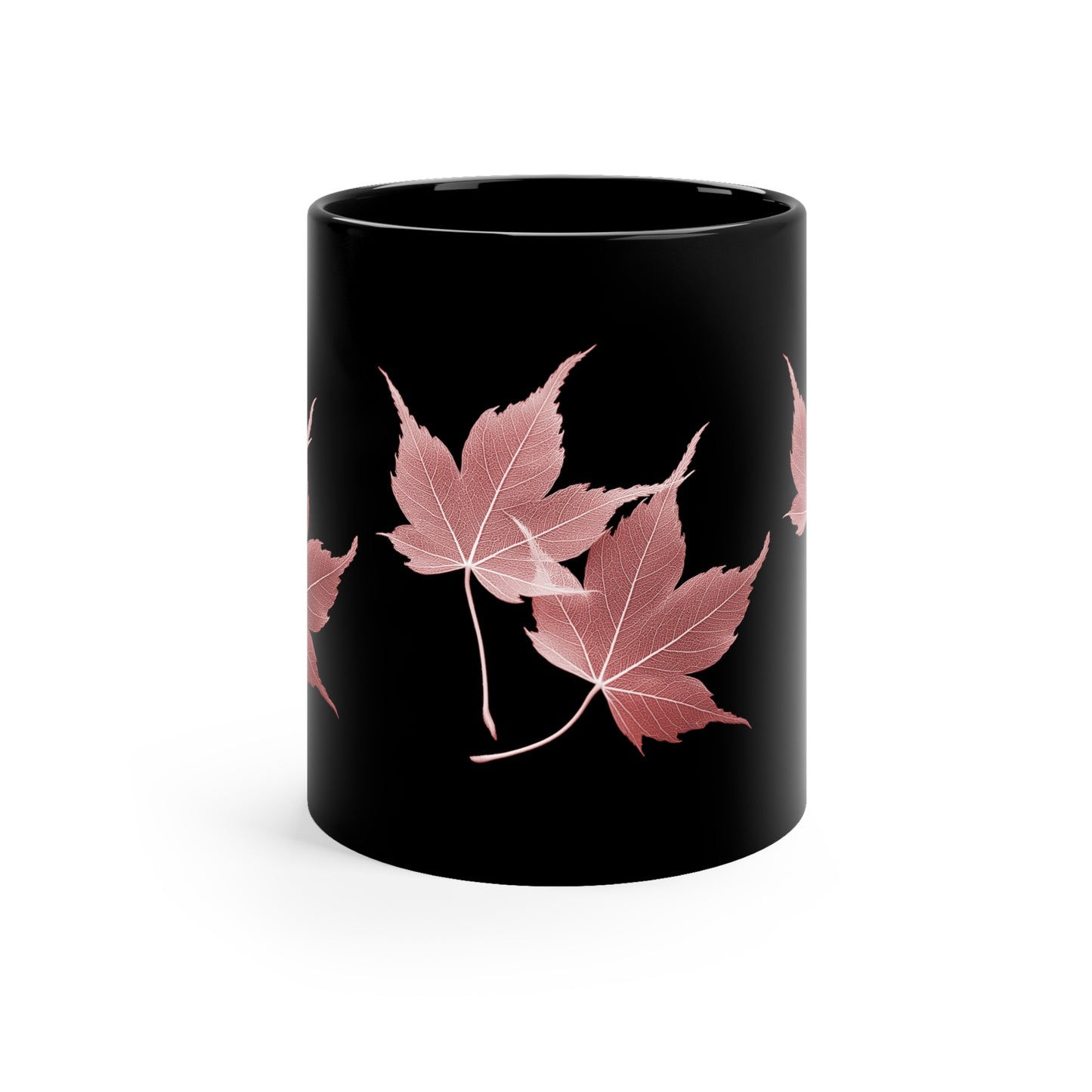 Botanical Japanese Maple Tree Leaves Black Mug