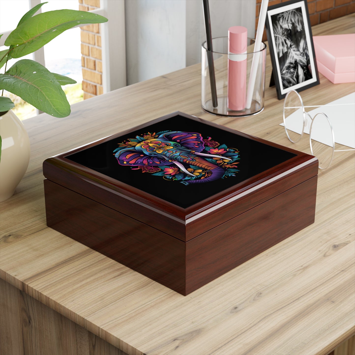 Elephant Mandala Jewelry Keepsake Box