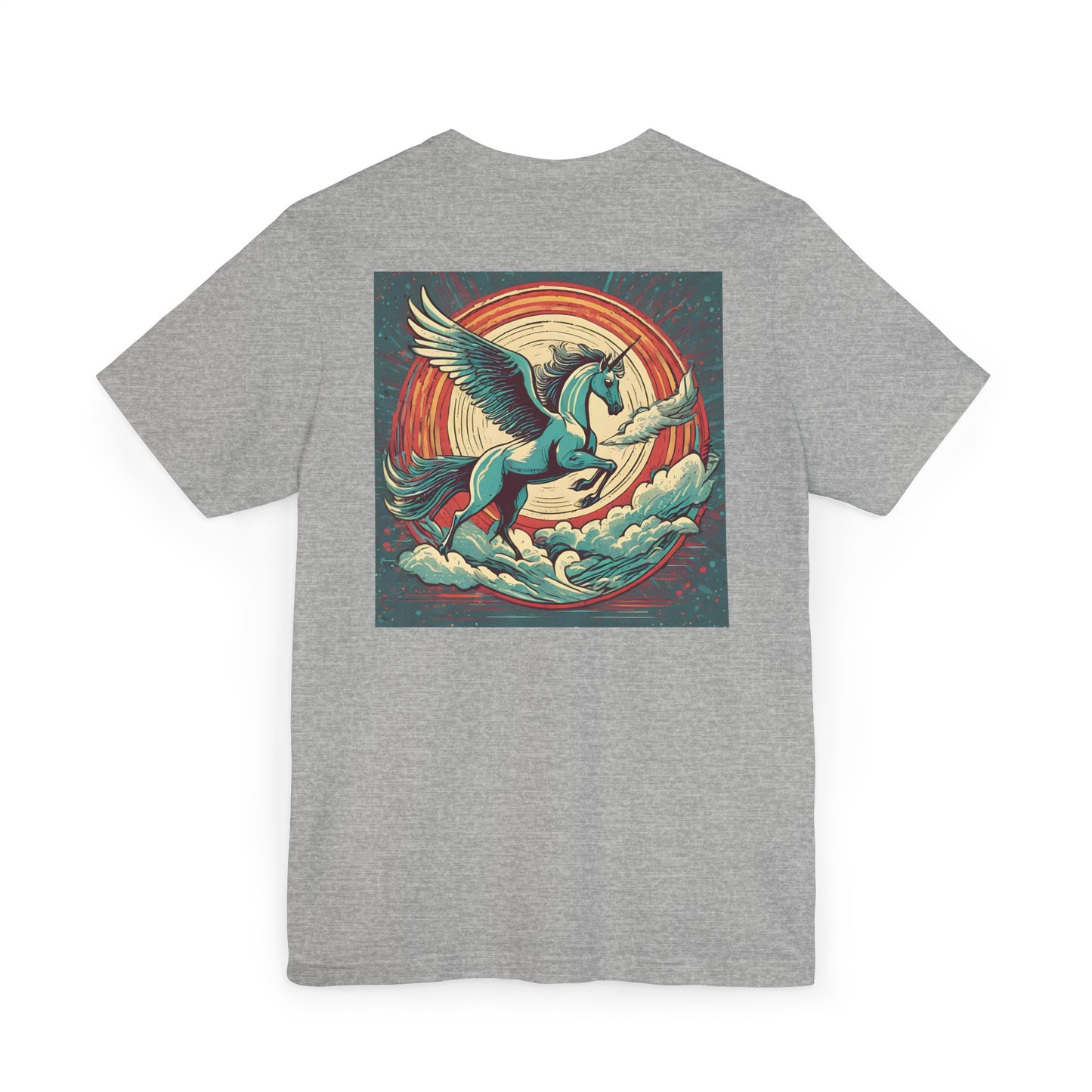 mythical pegasus t-shirt athletic heather color back design