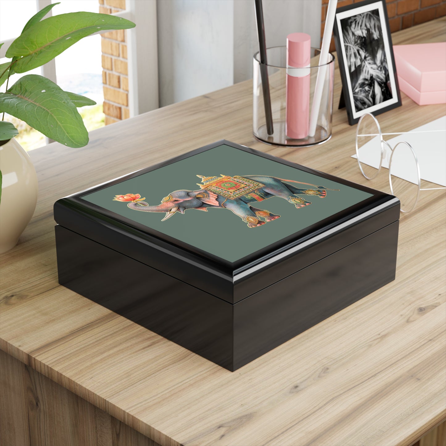 Asian Elephant Keepsake Jewelry Box