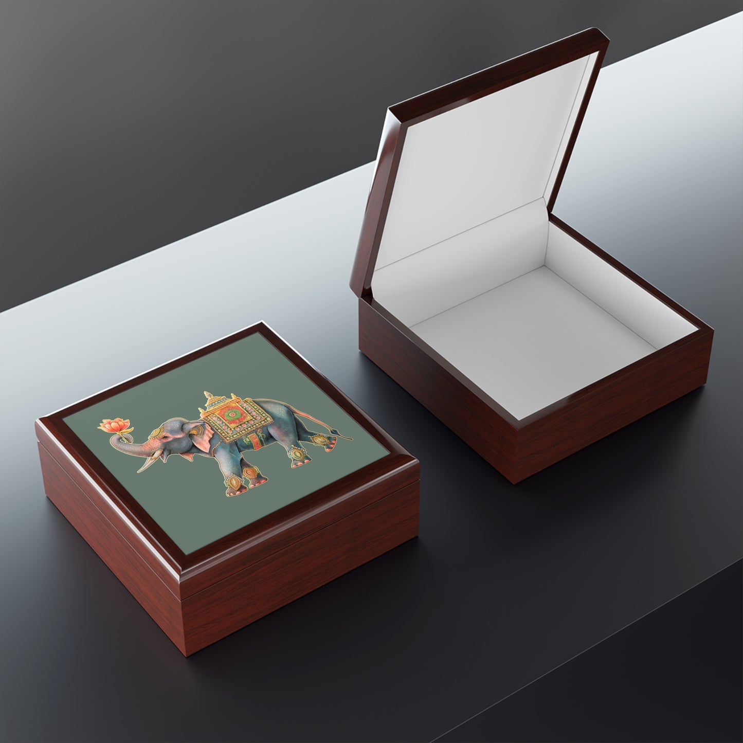 Asian Elephant Keepsake Jewelry Box