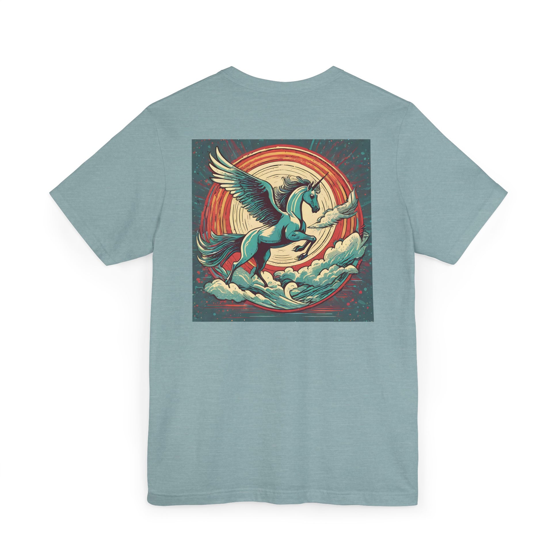 pegasus t-shirt back design heather blue lagoon 