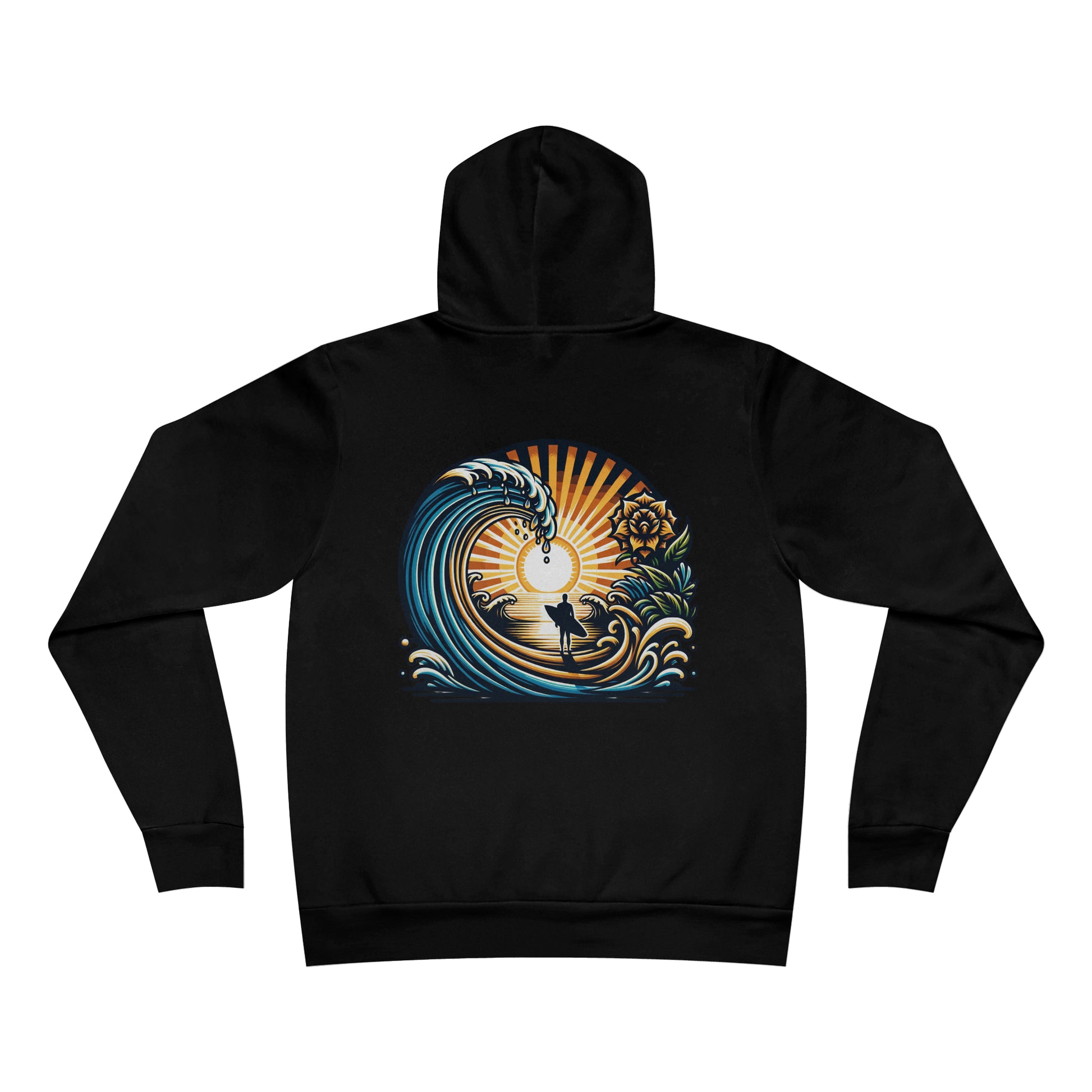 Surfer's Journey Unisex Back Design Pullover Hoodie - Tortuna