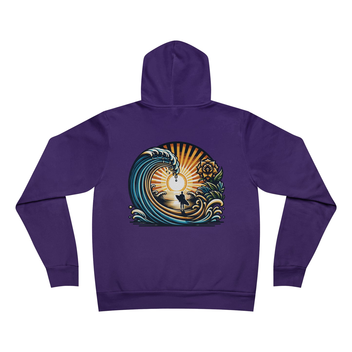 Surfer's Journey Unisex Back Design Pullover Hoodie - Tortuna