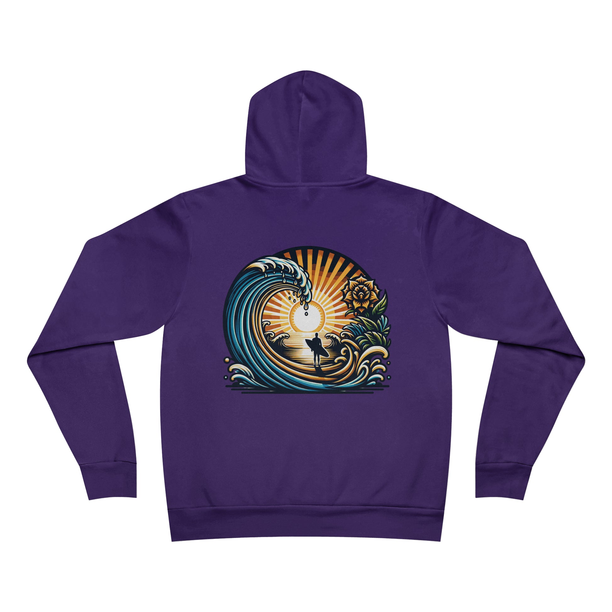 Surfer's Journey Unisex Back Design Pullover Hoodie - Tortuna