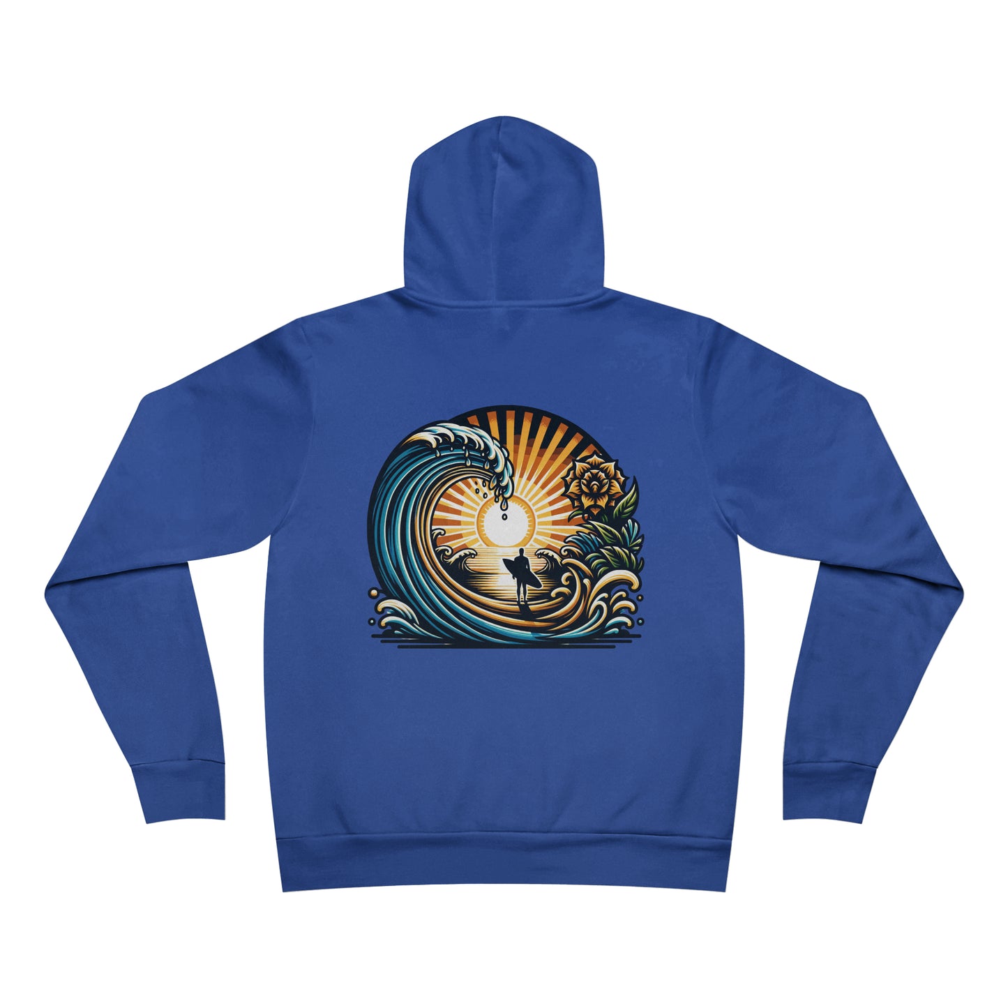 Surfer's Journey Unisex Back Design Pullover Hoodie - Tortuna