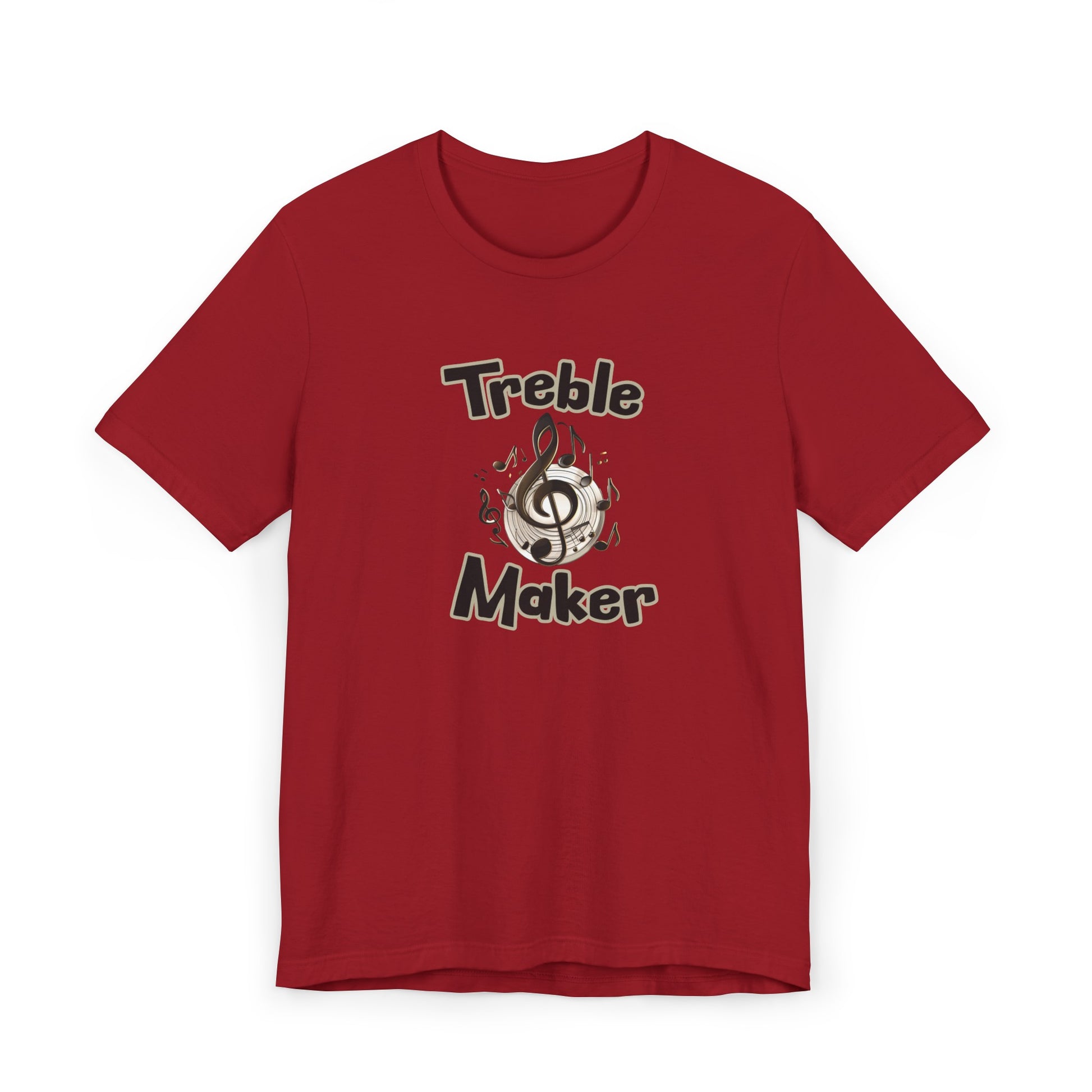 Treble Maker T-shirt Canvas Red Color musical notes graphic tee with text effects