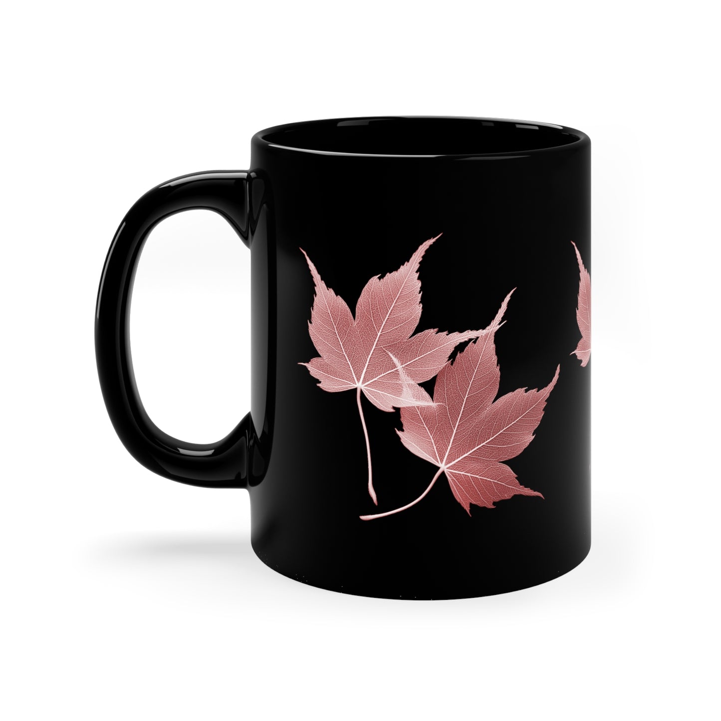 Botanical Japanese Maple Tree Leaves Black Mug