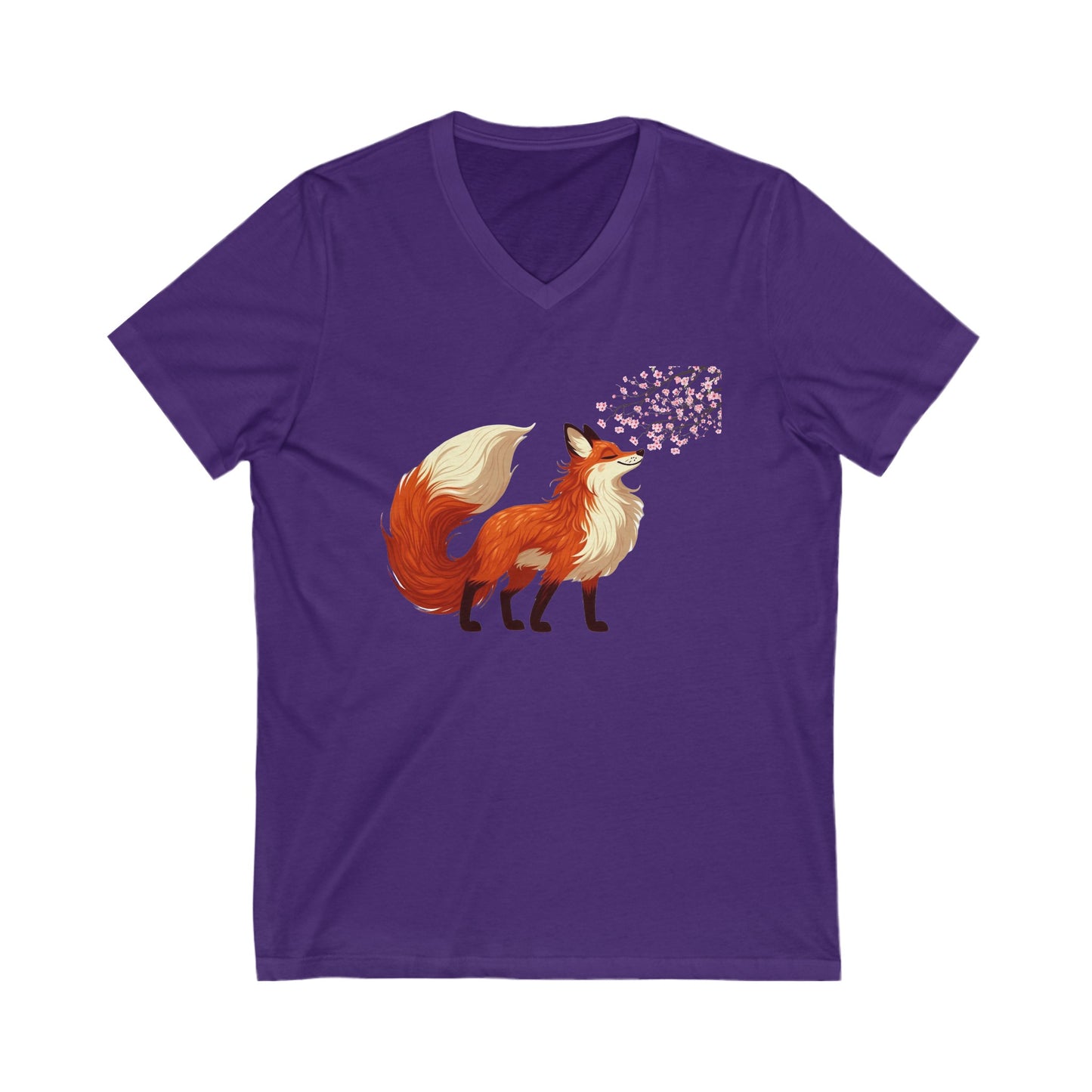 Red Fox Under A Cherry Blossom Tree Graphic T-shirt