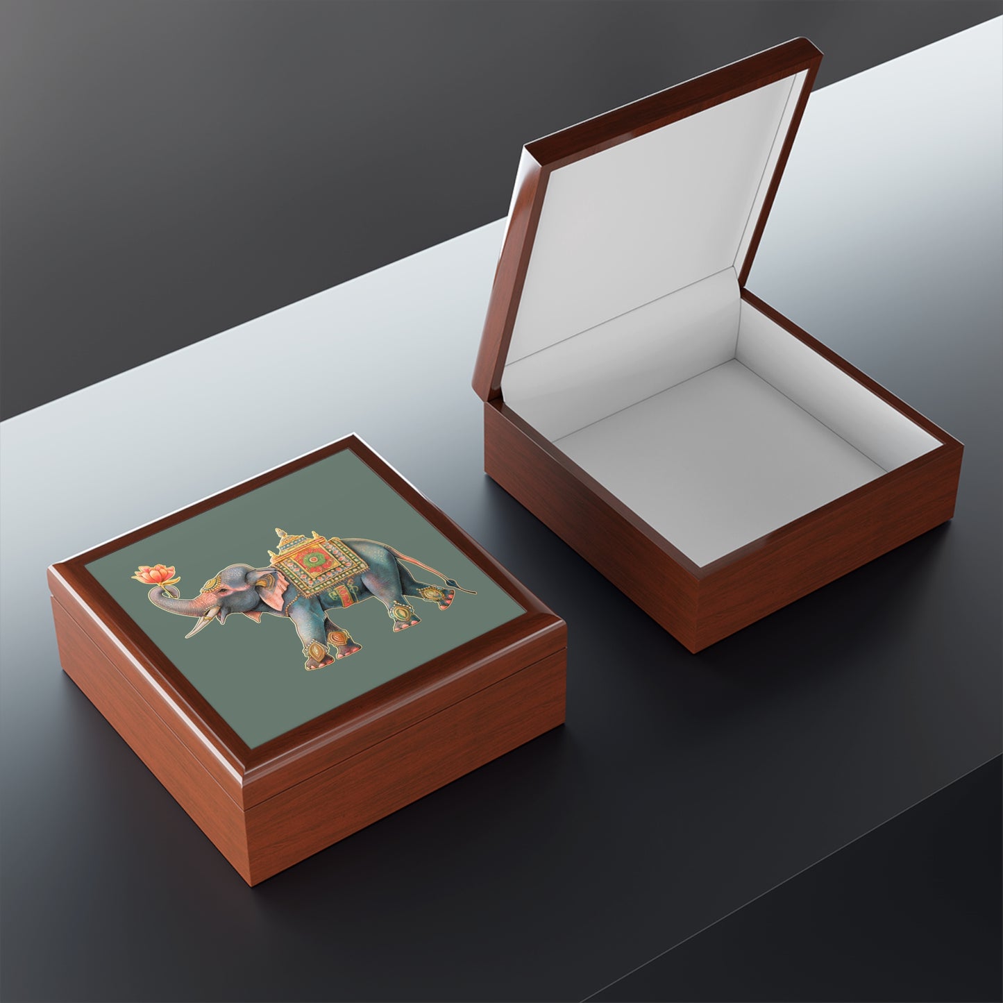 Asian Elephant Keepsake Jewelry Box