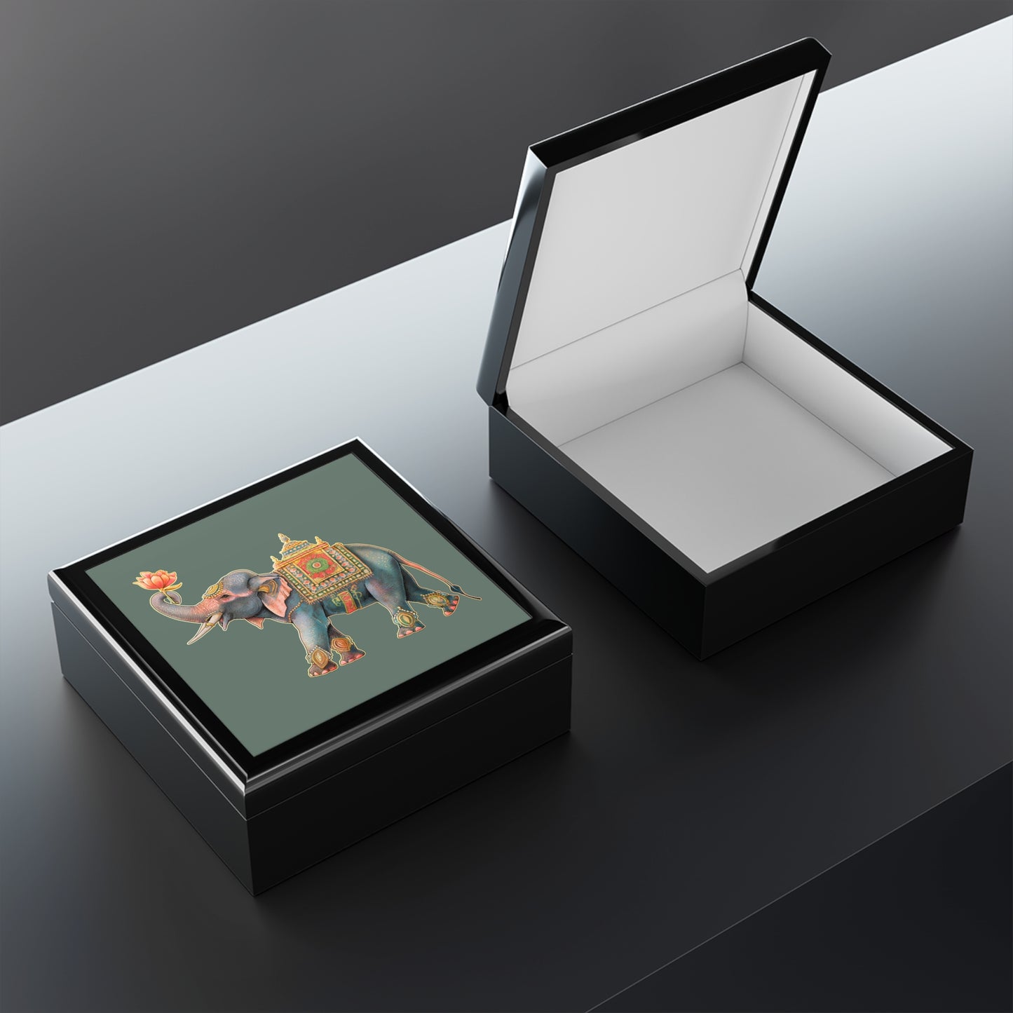 Asian Elephant Keepsake Jewelry Box