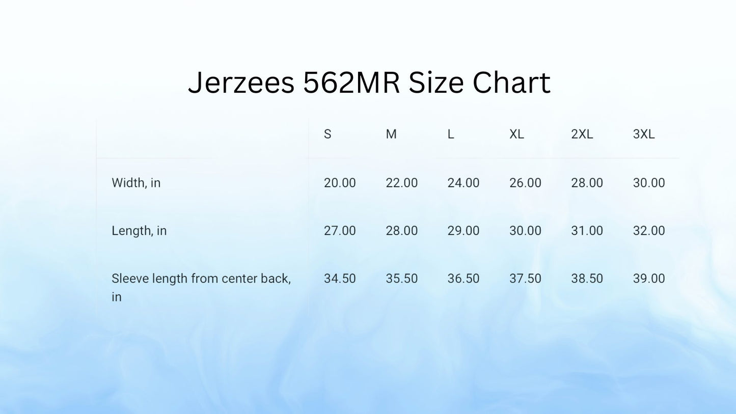 jerzees sweatshirt size chart