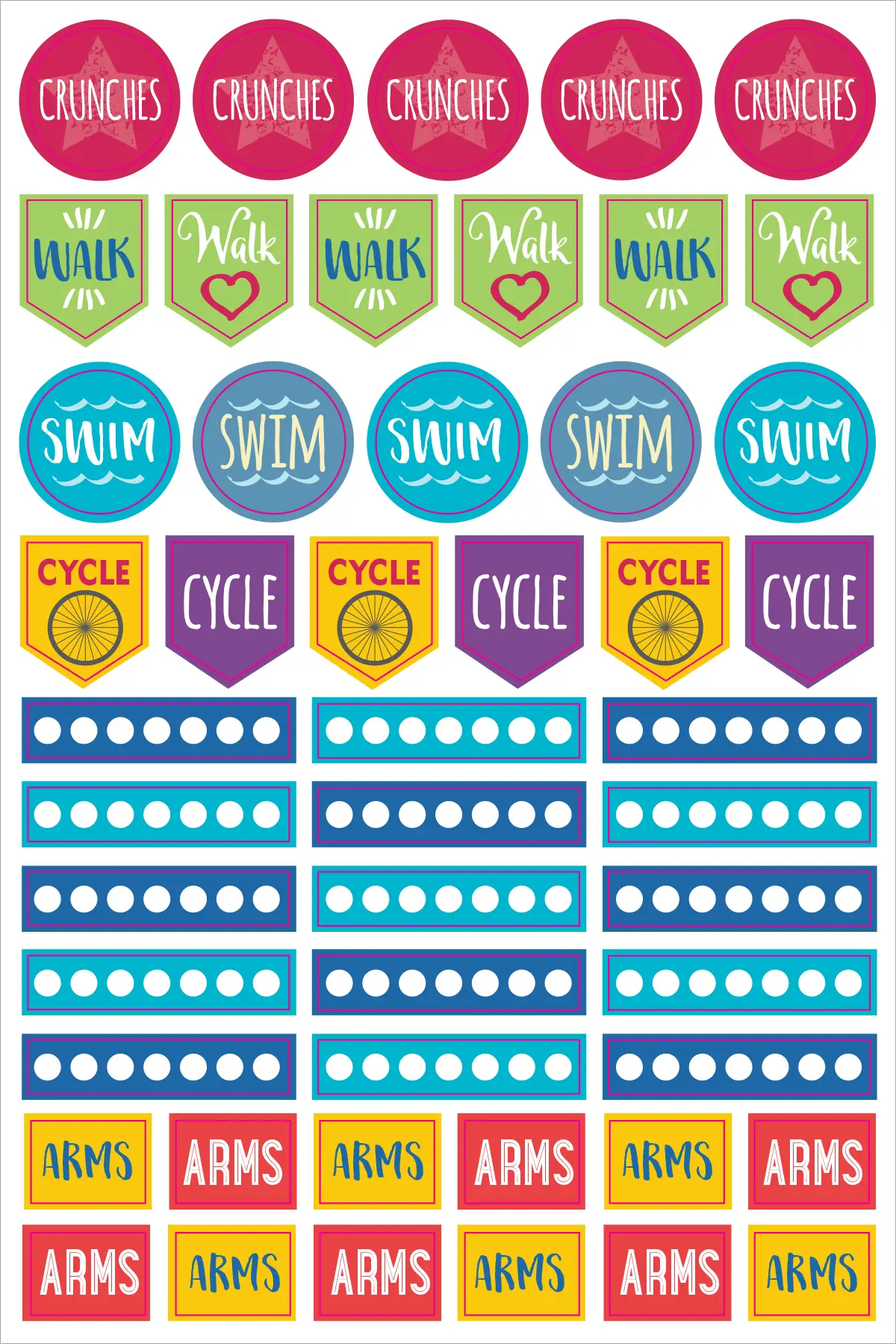 Essentials Health and Fitness Planner Stickers - Tortuna