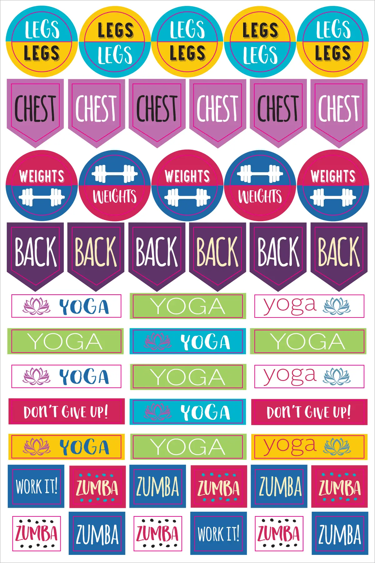 Essentials Health and Fitness Planner Stickers - Tortuna