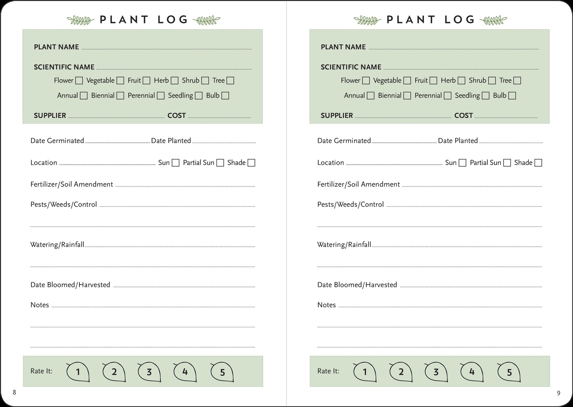 Gardener's Logbook Journal - Tortuna