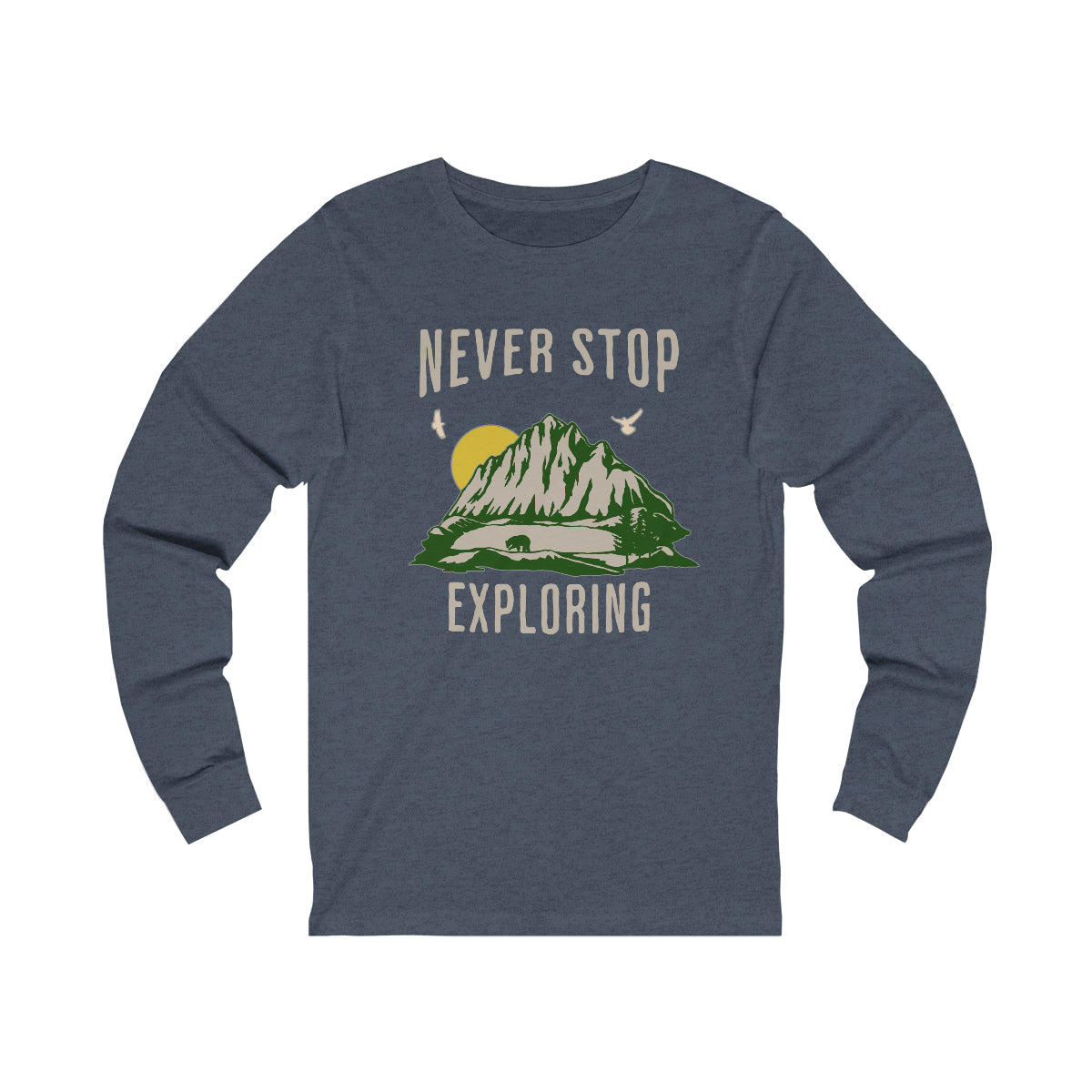 Never Stop Exploring Unisex Jersey Long Sleeve Adult T-shirt - Tortuna